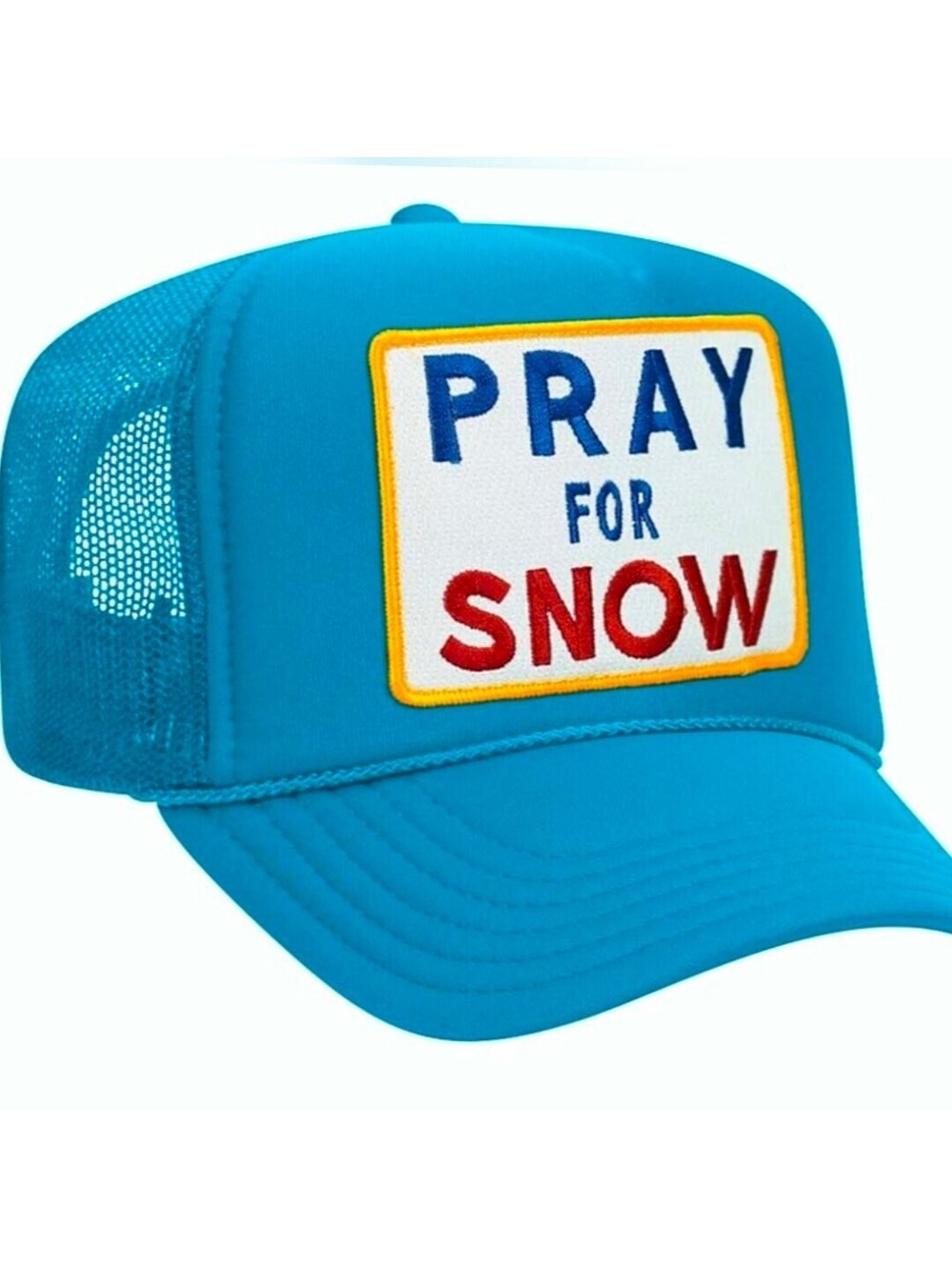 Aviator Nation Pray For Snow Vintage Trucker Hat Neon Blue Adjustable Unisex O/S